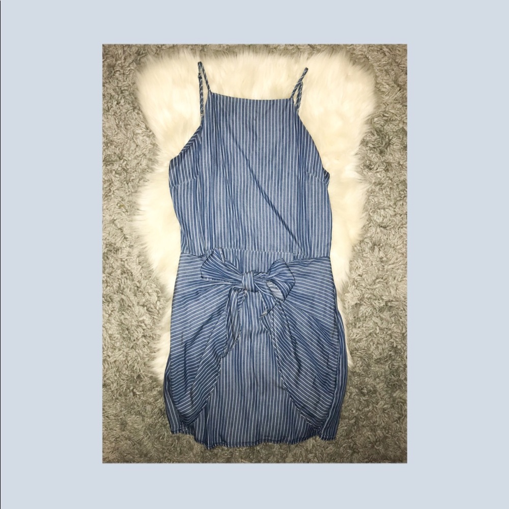 Denim Colored Pinstripe Dress